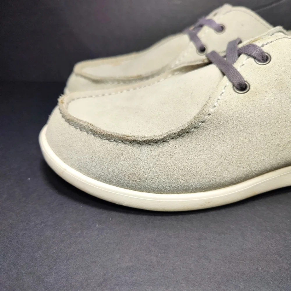 Crocs Santa Cruz 2 Eye Suede Loafer Light Grey Pearl White Men's 15365 Shoe Sz 8